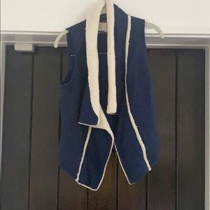 Anthro Vest/Shrug Navy and Cream size XS